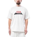 Marvel Universe Logo Oversize Beyaz Tişört - XL