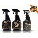 Marvex Pro Premium 3'lü Set: Lastik & Torpido Parlatıcı, Döşeme Temizleyici + Sünger Hediye