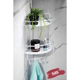Marvielle 2 Katlı Kancalı Yapışkanlı Banyo Köşe Rafı Beyaz - Banyo Düzenleyici