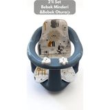 Marvielle 2'li Bebek Banyo Oturağı ve Minder Seti - Vakum Taban Mama Oturağı, Oturak - Bebek Banyo Aksesuarı - Mavi
