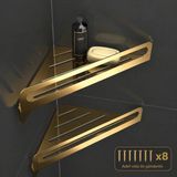 Marvielle 2'li Köşe Duş Rafı 15X15 cm Parlak Gold Paslanmaz Çelik Banyo Rafı - Banyo Düzenleyici - Altın