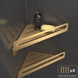 Marvielle 2'li Köşe Duş Rafı 15X15 cm Paslanmaz Çelik Banyo Rafı - Banyo Düzenleyici - Altın