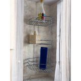 Marvielle 3 Katlı Krom Banyo Duş Köşe Rafı Şampuanlık - Banyo Düzenleyici - Gümüş