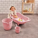 Marvielle 3’lü Bebek Banyo Seti - Bebek Yıkama Küveti - Su Kovası - Maşrapa Renkli Be - Bebek Banyo Aksesuarı - Pembe