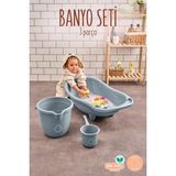 Marvielle 3’lü Bebek Banyo Seti – Yıkama Küveti, Su Kovası ve Maşrapa - Bebek Banyo Aksesuarı - Mavi
