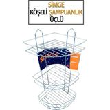 Marvielle 3'lü Köşelik Şampuanlık Paslanmaz Krom Duşakabin Rafı - Banyo Düzenleyici - Gümüş