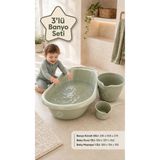 Marvielle 3’lü Luxury Bebek Banyo Seti - Bebek Yıkama Küveti - Su Kovası - Maşrapa - Bebek Banyo Aksesuarı - Çok Renkli