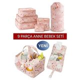 Marvielle 9 Parça Bebek Bakım Seti: Çamaşır Sepeti ve Organizerler - Bebek Bakım Çantası