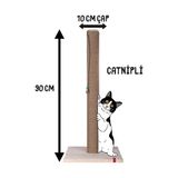 Marvielle 90 cm Kalın Borulu Catnipli Tırmalama Tahtası - Krem Minderli Konforlu Tasa - Kedi Tırmalaması