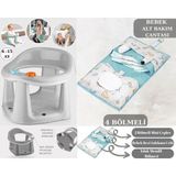 Marvielle Bebek Destekli Banyo Oturağı - Vakum Tabanlı Bebek Mama Oturağı Çok Amaçlı - Bebek Banyo Aksesuarı - Gri
