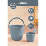 Marvielle Çocuklar Için 2'li Banyo Seti- Kulplu Kova & Oluklu Maşrapa - Bebek Banyo Aksesuarı - Mavi