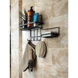 Marvielle Duşakabin Banyo Rafı Sabunluk Bölmeli Metal Organizer - Banyo Düzenleyici - Siyah