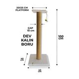 Marvielle Kalın Borulu Kedi Tırmalama Tahtası 100 Cm, Dayanıklı ve Konforlu - Kedi Tırmalaması