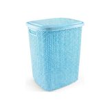 Marvielle Kapaklı 65 Lt Plastik , Mavi Desenli ve Hafif - Çamaşır Sepeti