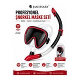Marvielle Kırmızı Profesyonel Şnorkel ve Seti - Temperli Cam ile Güvenc - Dalış Maskesi