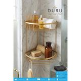 Marvielle Prinç Mat Gold Kaplama Banyo Köşe Rafı Şampuanlık Iki Katlı - Banyo Düzenleyici - Altın