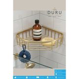 Marvielle Prinç Mat Gold Kaplama Banyo Köşe Rafı Şampuanlık Tek Katlı - Banyo Düzenleyici - Altın