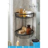 Marvielle Prinç Mat Siyah Banyo Köşe Rafı Şampuanlık Iki Katlı - Banyo Düzenleyici