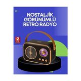 Marvielle Retro Bluetooth ve Fm Radyo, Şarjlı Taşınabilir Hoparlör, Nostaljik Tasarım - Nostaljik Radyo
