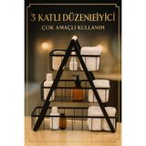 Marvielle Siyah 3 Katlı Metal Sepeti Havluluk - Banyo Düzenleyici