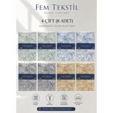 Marvielle Tekstil 4 Çift Çeyizlik Günlük Takımlar 50 x 70 cm Bulut Desenli - Yastık Kılıfı - Yeşil