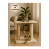 Marvielle Yumuşak Peluş Dokulu 2 Katlı Oturma ve Yatmalı Kedi Tırmalama Tahtası - Kedi Tırmalaması