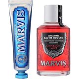 Marvis Cinnamont Mint Ağız Gargarası Tarçın 120 ml + Aquatic Mint Diş Macunu 85 ml