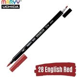 Marvy 1800-28 Ingiliz Kırmızısı Çift Uçlu Brush Pen Fırça Kalem