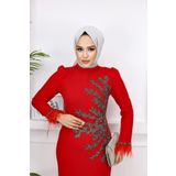 marwella Fadik Tesettür Abiye - Kırmızı