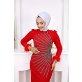 marwella Güneş Tesettür Abiye - Kırmızı