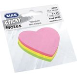 Mas 3672 Yapışkanlı Kalp Şekilli Not Kağıdı 70 x 70 75 Sf.neon Renk