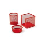 Mas 505 Perfore Masaüstü Organizer 3'lü Set, Kırmızı