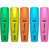 MAS 6423 Neon Fosforlu Kalem Seti 5 Renk 2-4 mm Uçla Kolay İşaretleme Ergonomik Kullanım