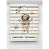 MAS Erkek Çocuk Odası Uzay ve Astronot Desenli Dijital Baskılı Zebra - Stor Perde - 150 x 220 cm - Çok Renkli