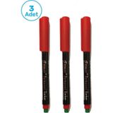 Mas Fenlot Kırmızı Asetat Permanent Cd Kalemi Medium Uçlu (3lü set)