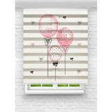 MAS Kız Çocuk Odası Balon ve Kurdele Desenli Dijital Baskılı Zebra - Stor Perde - 150 x 240 cm - Çok Renkli
