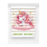 Mas Kız Çocuk Odası - Sevimli Unicorn Desenli Dijital Baskılı Zebra Stor Perde