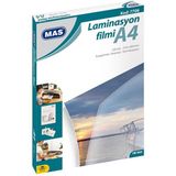 MAS Laminasyon Filmi A4 125 Mikron 100 Adet Su Geçirmez ve Kırışmaz Koruma