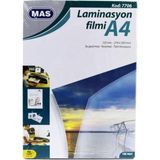 MAS Laminasyon Filmi A4 125 Mikron 100'lü Paket Su Geçirmez ve Kırılmaz Koruma