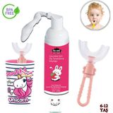 Mas Lord U Tipi Yeni Nesil Diş Fırçası Seti - Pembe Fırçalık + Pudra Kelebek 6-12 Yaş