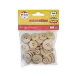 Mas Mileo Ahşap Düğme 12-25mm Karma 60'li Paket Naturel 1844