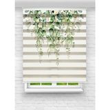 MAS Mutfak Odası Yeşil Sarmaşıklar Dijital Baskılı Desenli Zebra - Stor Perde - 190 x 260 cm - Çok Renkli
