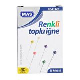 MAS Renkli Başlı Toplu İğne 25 Adet 32 mm Kırtasiye Kullanımı için