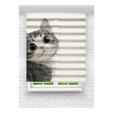 Mas Sevimli Kedi Desenli Dijital Baskılı Zebra Stor Perde