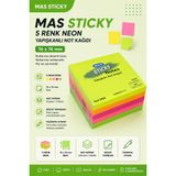 MAS Sticky 5 Renk Neon Yapışkanlı Not Kağıdı 76 x 76 mm