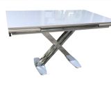 Masa 12628 X Ayak Metal Nikelaj Dikdörtgen Kelebek Yan Açılı Temper Cam El Yapım