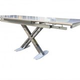 Masa 13661 X Ayak Model Metal Nikelaj Kelebek Yan Açılır Üstü Cam Kaplam El Yapım