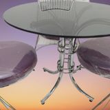 Masa 14153 Tel Sandalye Tk Metal Nikelaj Ayak Japon Temper Kırılmaz Cam El Yapım