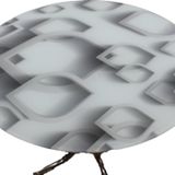 Masa 16612 Japon Ayak Model Metal Nikelaj 90Cm Temper 8Mm Grafik Balık Sürü Cam