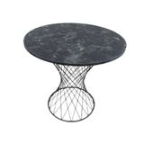 Masa 17445 Optimaly Tel Sepet Pota Model Metal Çelik Siyah Mermer Tabla El Yapım